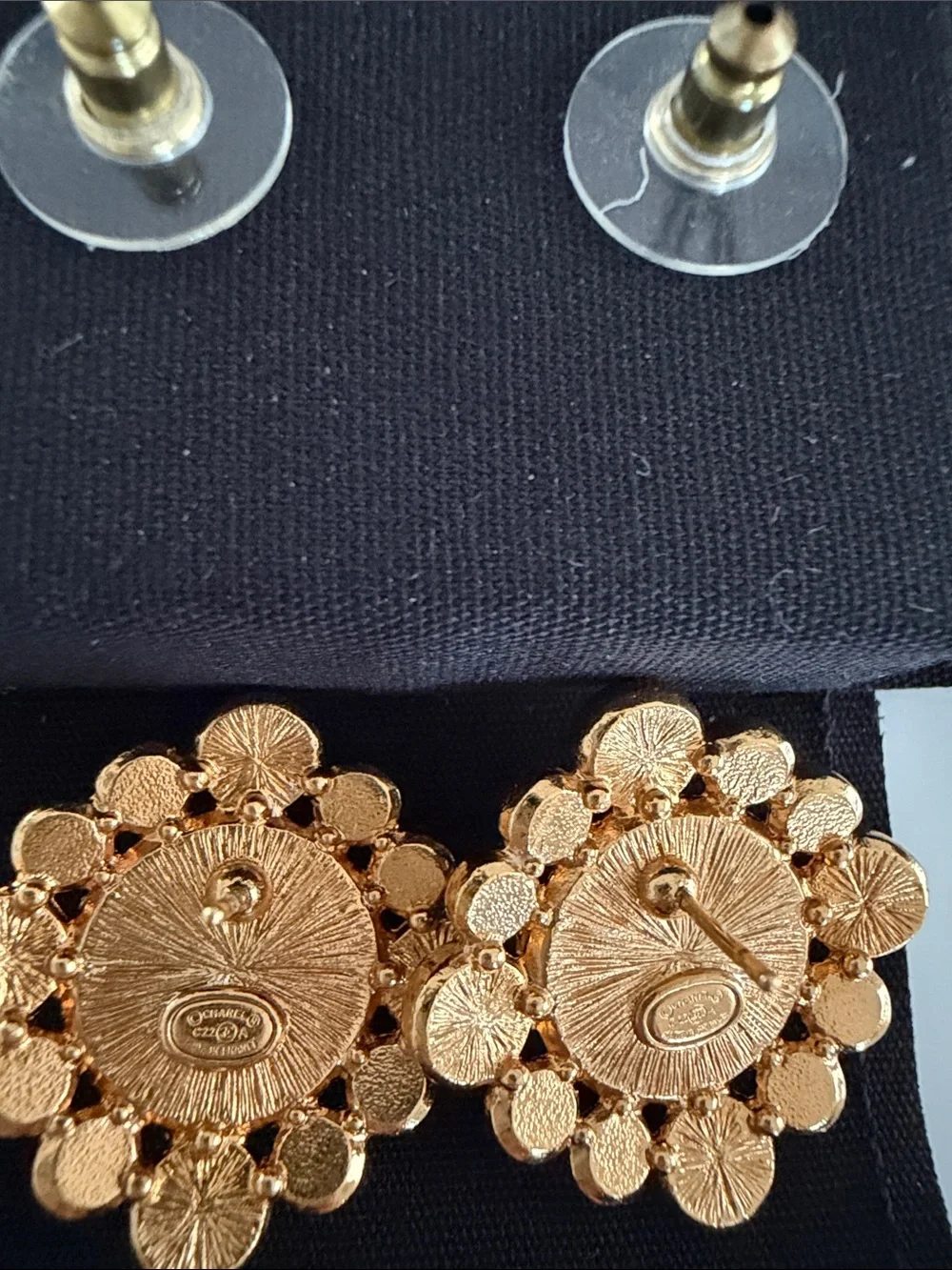 CHANEL 24K Gold Plated Pearl & Crystal CC Earrings